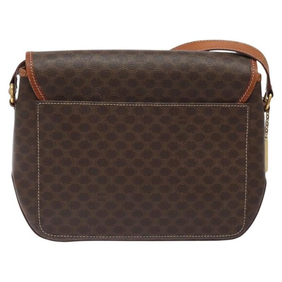 CELINE Macadam Canvas Shoulder Bag PVC Leather Brown Gold Auth sw497 - Picture 3 of 16